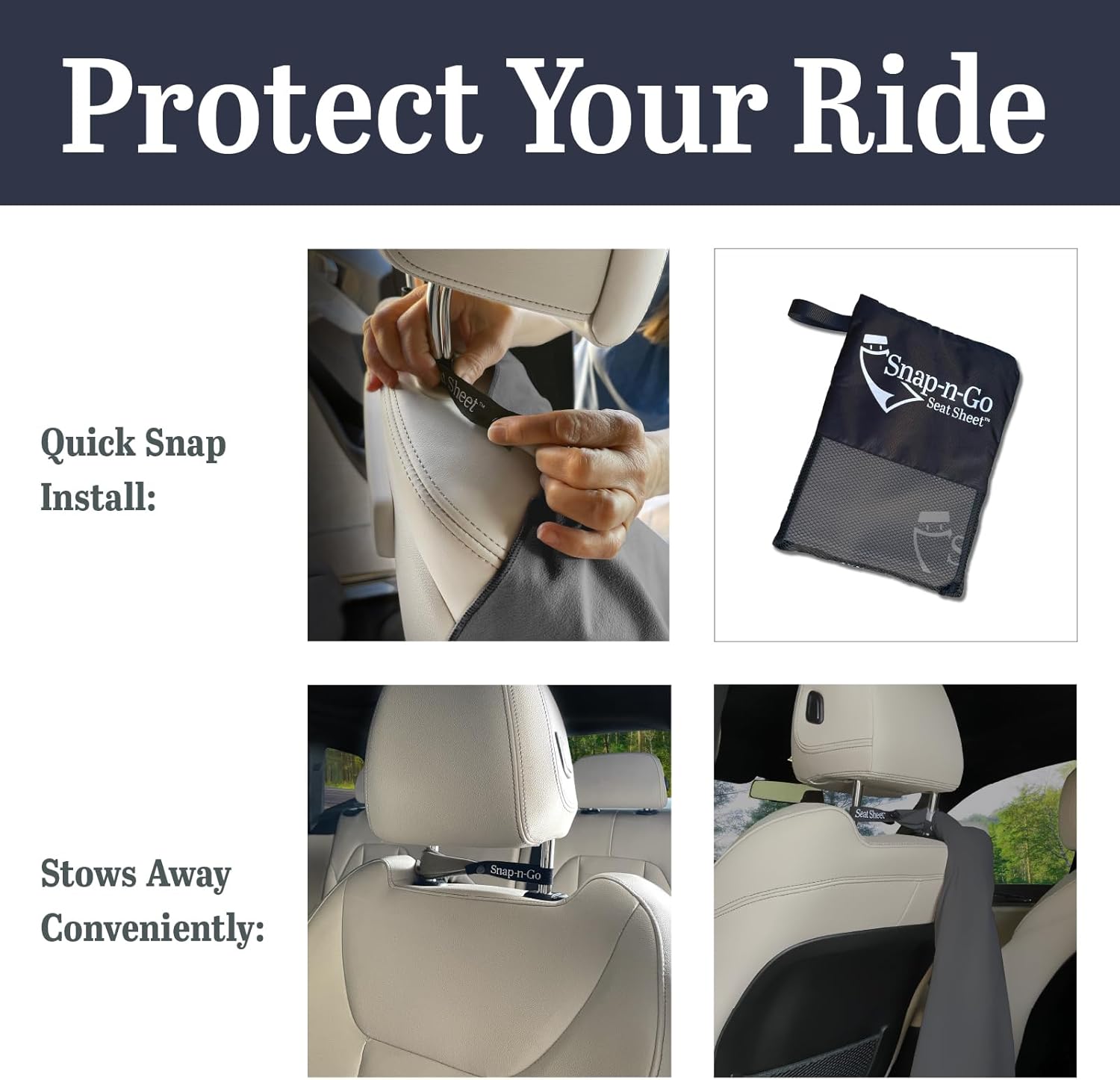 Car Seat Towel Cover After Gym Workout Yoga Pets: Snap-n-Go Seat Sheet™ Universal Fit with Headrest Post Straps, Quick-Dry Washable Sweat Protector for Car, Truck, SUV Interior Protection (Dark Gray)