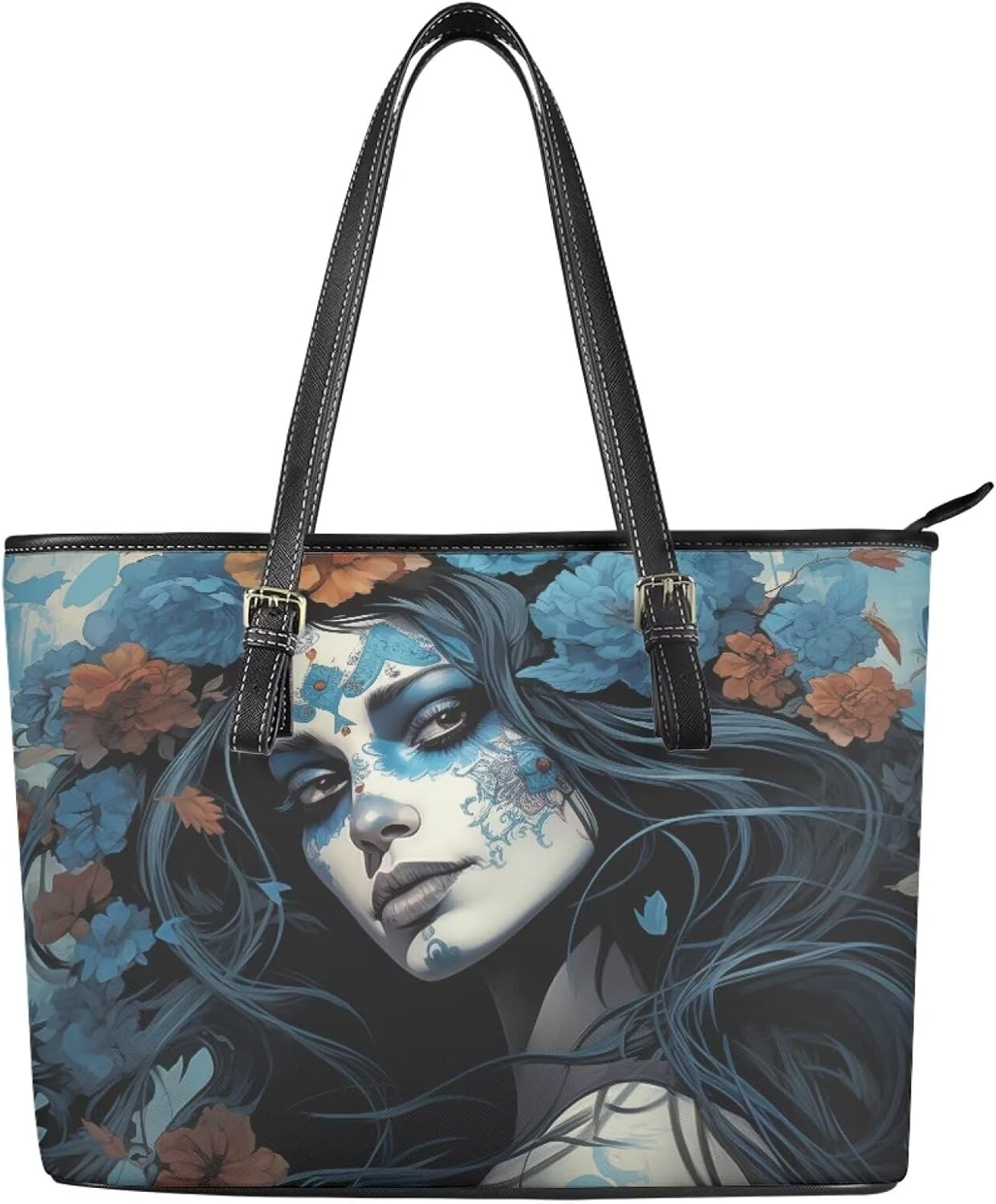 Womens Handbags PU Leather Top-handle Work Purse Large Capacity Zipper Satchel Shoulder Bag