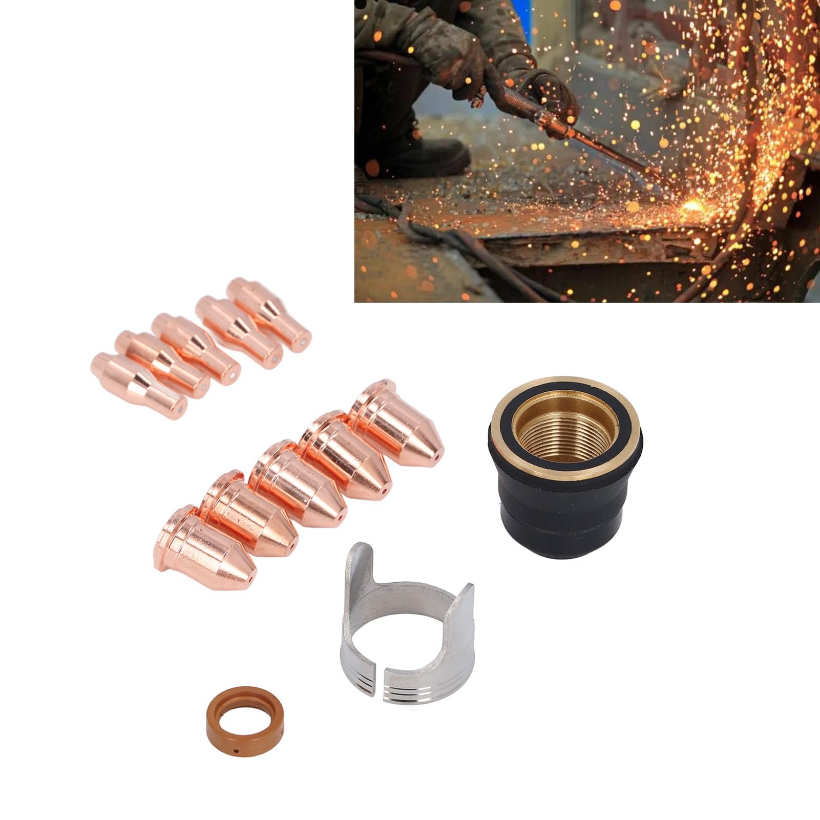 Juego de 13 consumibles para antorcha de corte por plasma con punta y componentes de electrodo, compatibles con cortadoras de plasma IPT45 CUT 55DS Pro y CUT 65DS, accesorios de