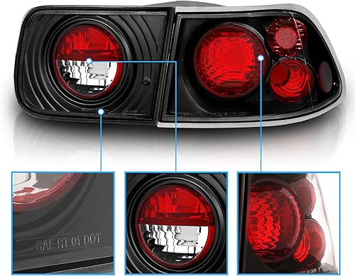 Miniatura 3 de AmeriLite Juego de luces traseras negras de repuesto para Honda Civic 96-00 de 2 puertas Coupé solamente - lado del pasajero y del conductor