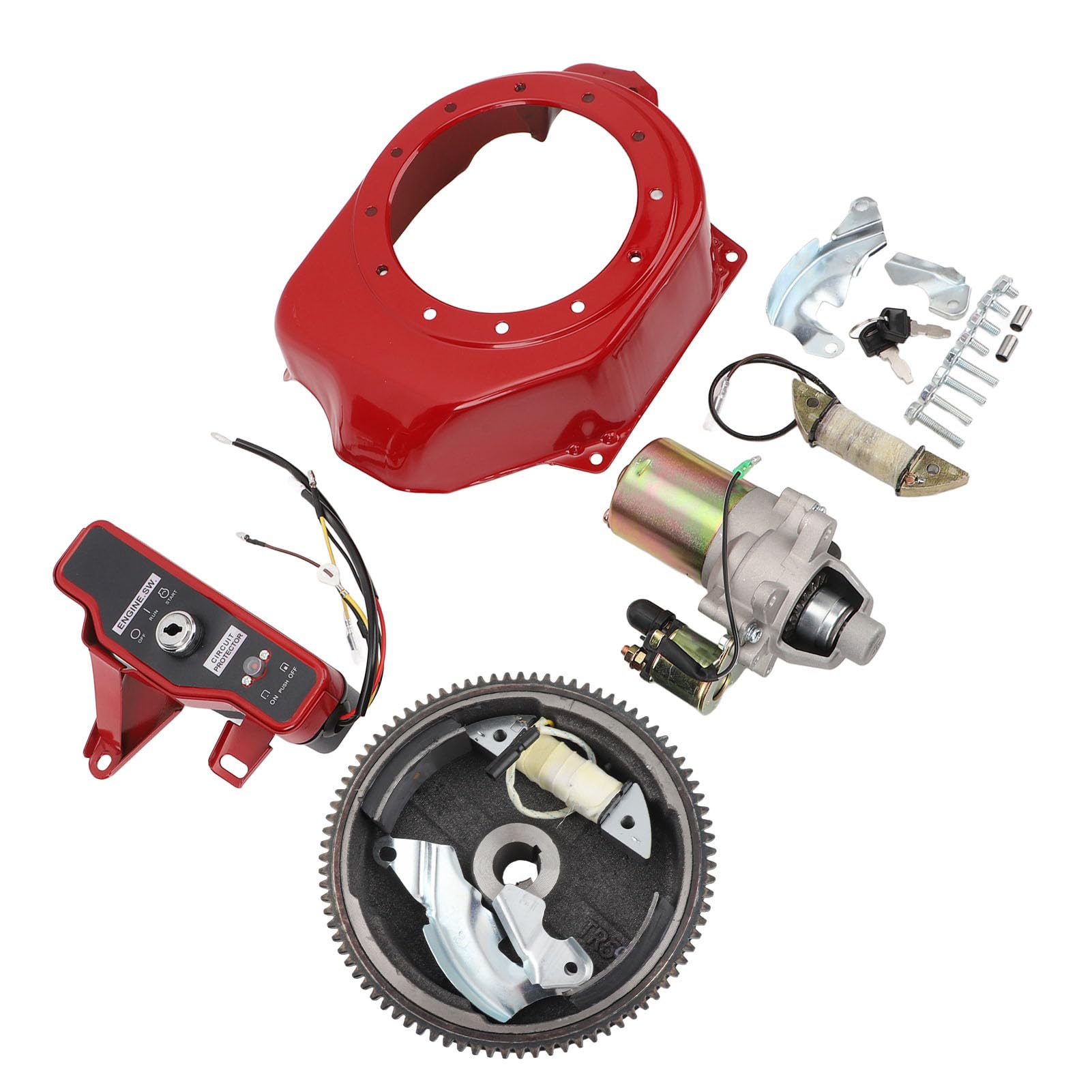 Tapa de Motor de Arranque Gx160 Motores de 4 Tiempos GX200 - Motor de Arranque CompletoCaja de Encendido Tapa de Volante Kit de de Eléctrico de Volante de Encendido