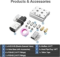 Vista 3 de Baomain Válvula electromagnética neumática de 1/4" 4V210-08 DC 24V 2 posiciones Base Quick Fittings con sistema de silenciador base