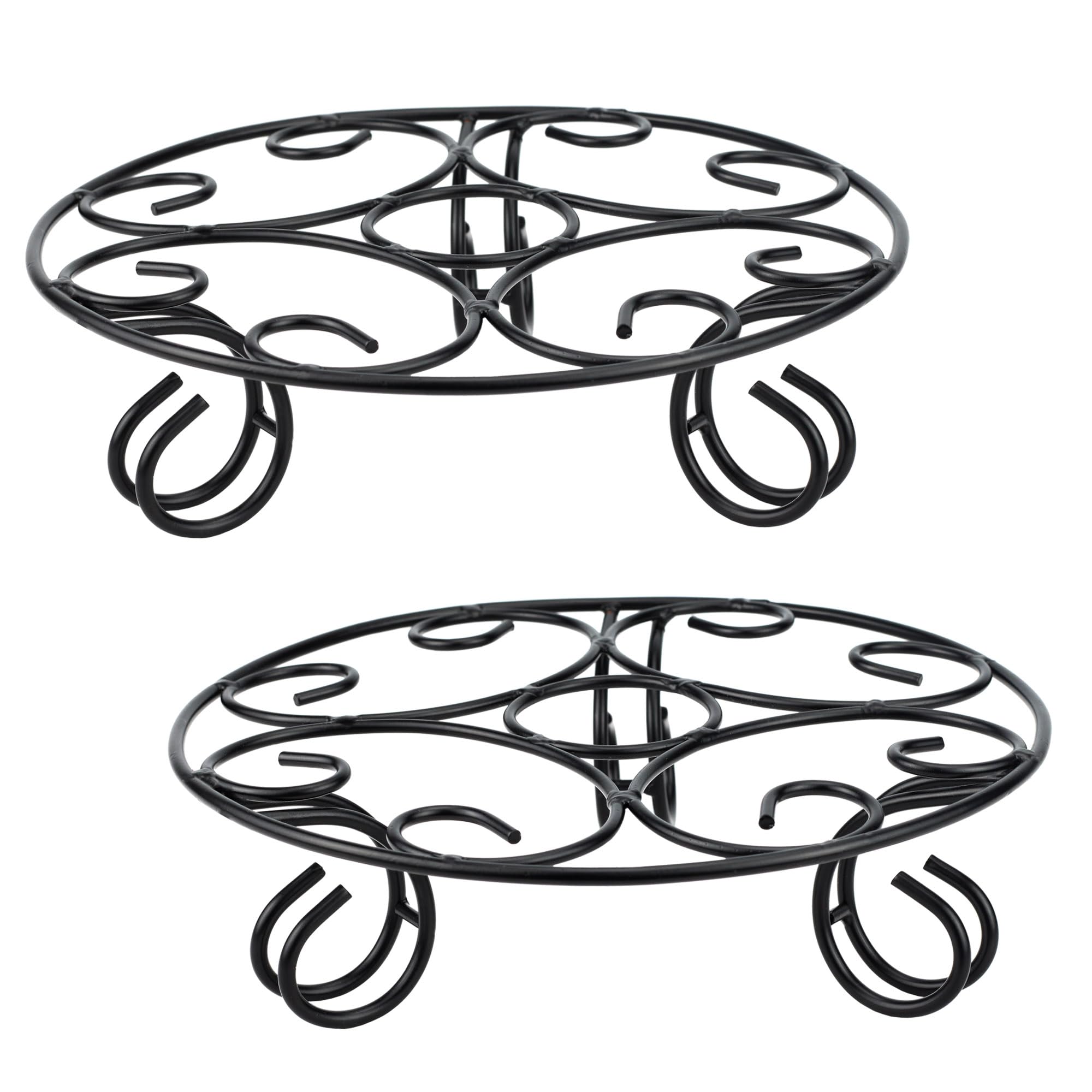 Urban Plant Jardiniere Black Metal Stand for Balcony and Garden, Durable Decorative Planter Holder for Indoor and Outdoor Use (Pack of 2)