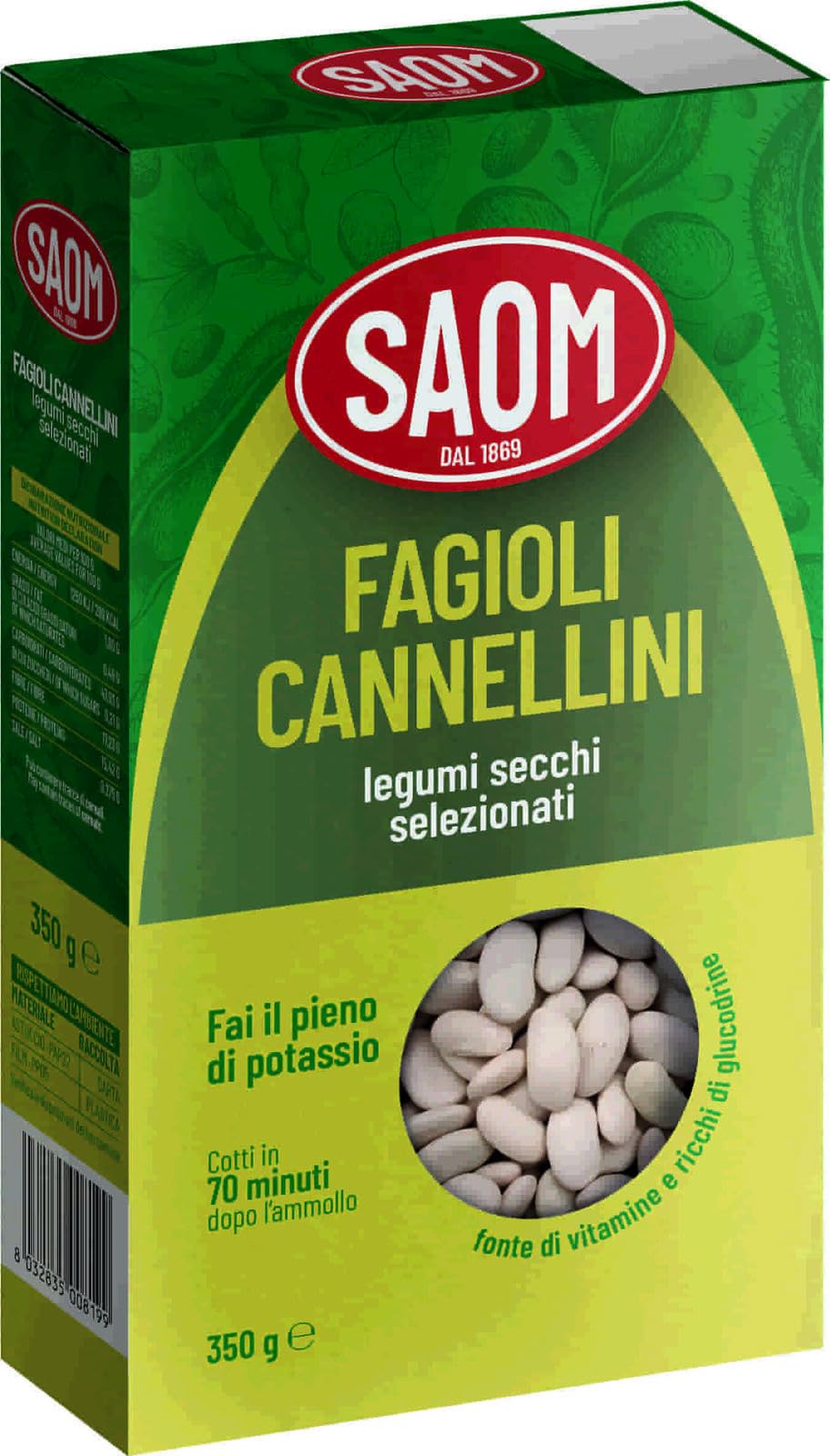 Saom Fagioli Cannellini in Scatola, 12 Pezzi, 350gr ciascuno, Legumi Secchi