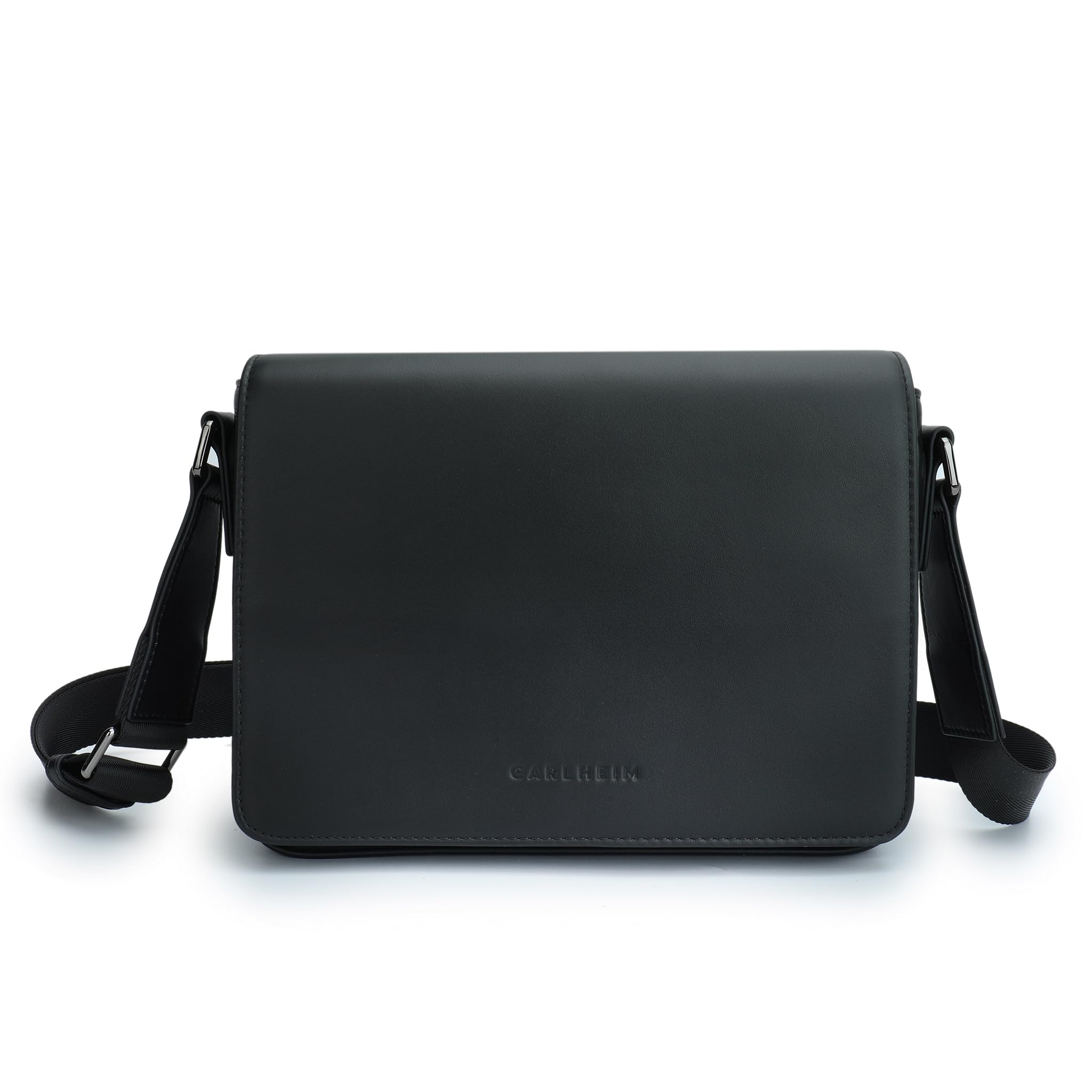 Carlheim Unisex's Crossbody Bag, Cross-wear Kai, Leather, Black, Medium