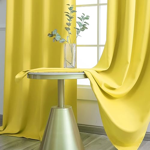 Miniatura 5 de Cortinas amarillas de 72 pulgadas de ancho por 84 pulgadas de largo para dormitorio  Cortinas de oscurecimiento de habitación extra anchas con
