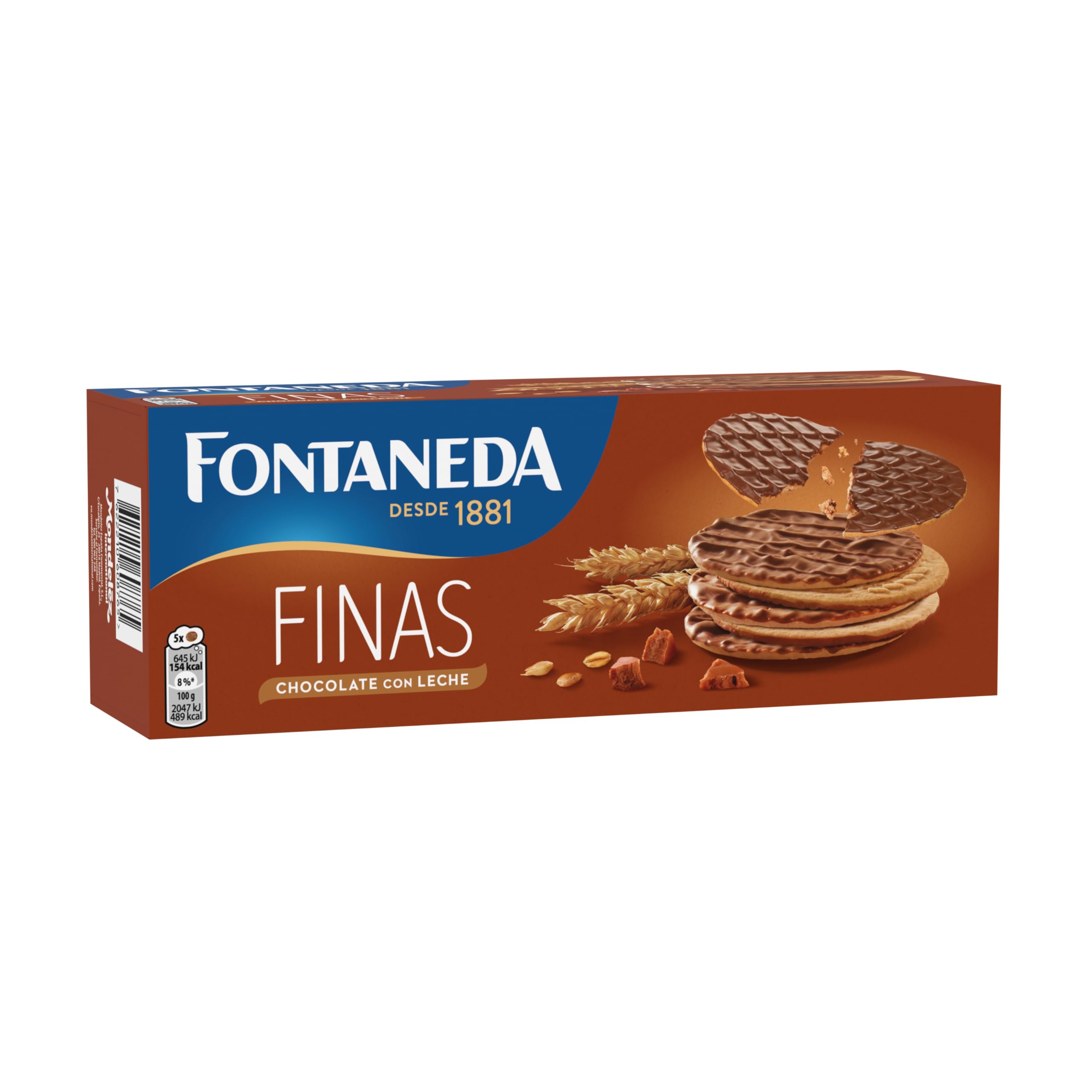 Fontaneda Digestive Galletas Finas con Chocolate con Leche, Snack Delicioso, 170 g