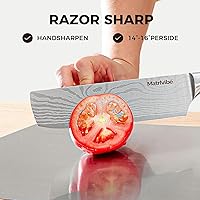 Vista 4 de Cuchillo Nakiri - Cuchillo de verduras de 7" de corte preciso, cuchillo de cocina de acero de alto carbono, cuchillo de chef japonés multiusos