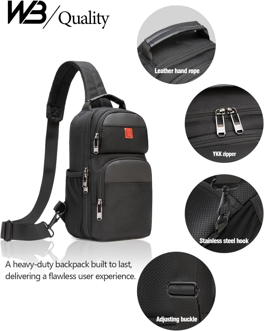 Crossbody Bag Men - Small Travel Sling Bag, Backpack Shoulder Bag | Water-Resistant Hiking Daypack, Adjustable Straps Chest Backpack - Image 6