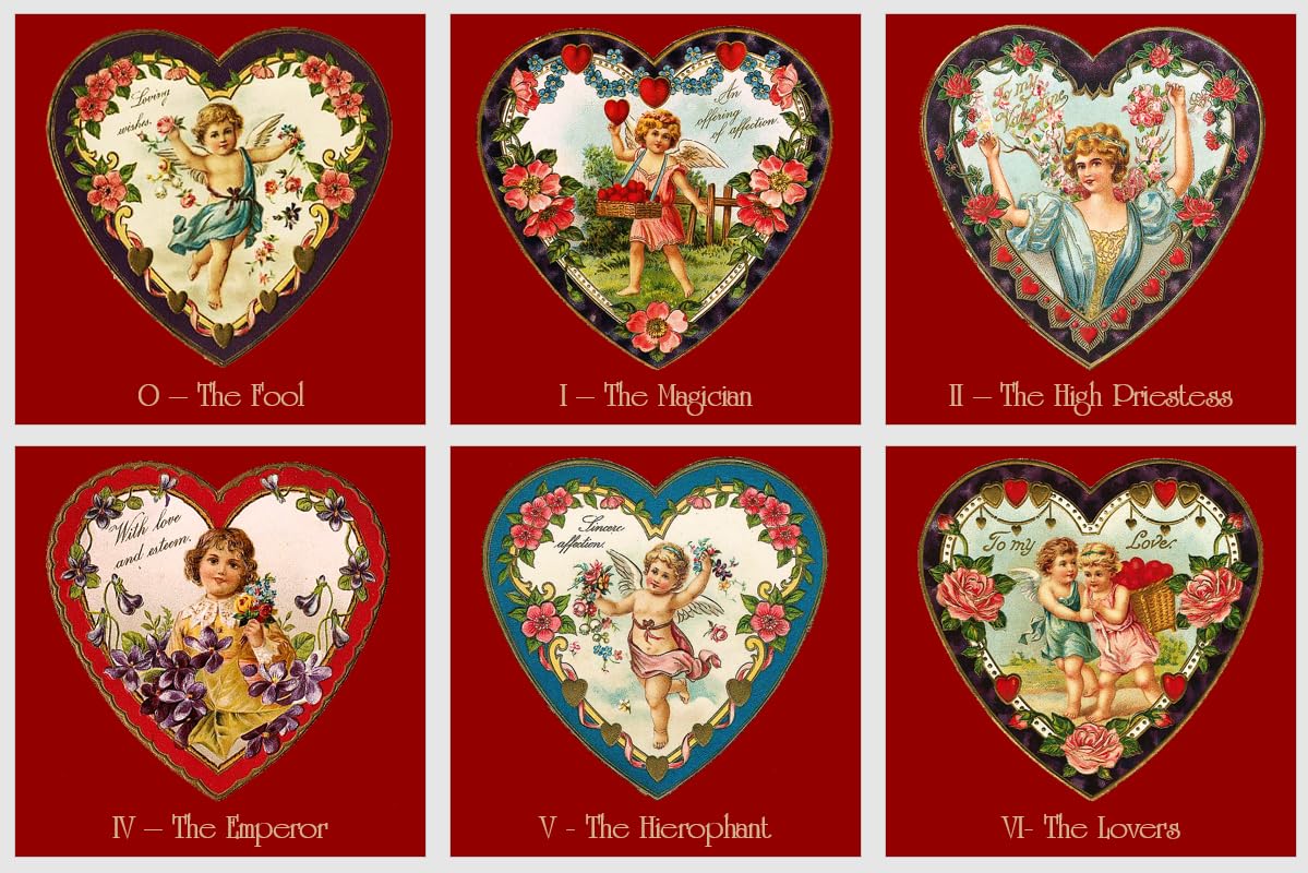 Cartes de tarot en forme de cœur Vintage Saint-Valentin et amour tarot cartes