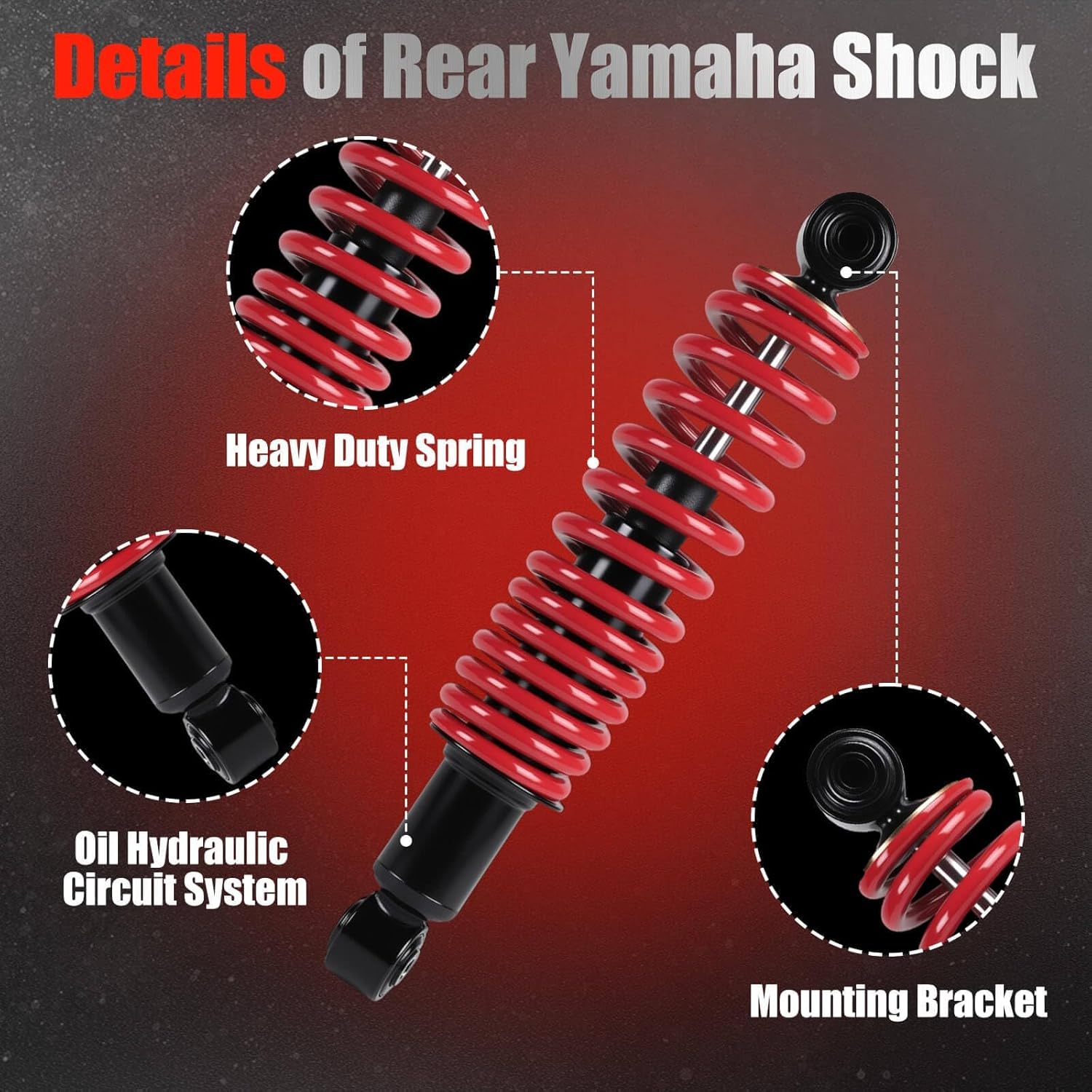 Yamaha Golf Cart Shocks Rear Heavy Duty Absorber with Springs for Yamaha Gas and Electric G29 Drive, G22, G20, G19, G16 and G14 Golf Cart Models OEM JN4-F2210-00-00, JN3-F2210-00 (Red)