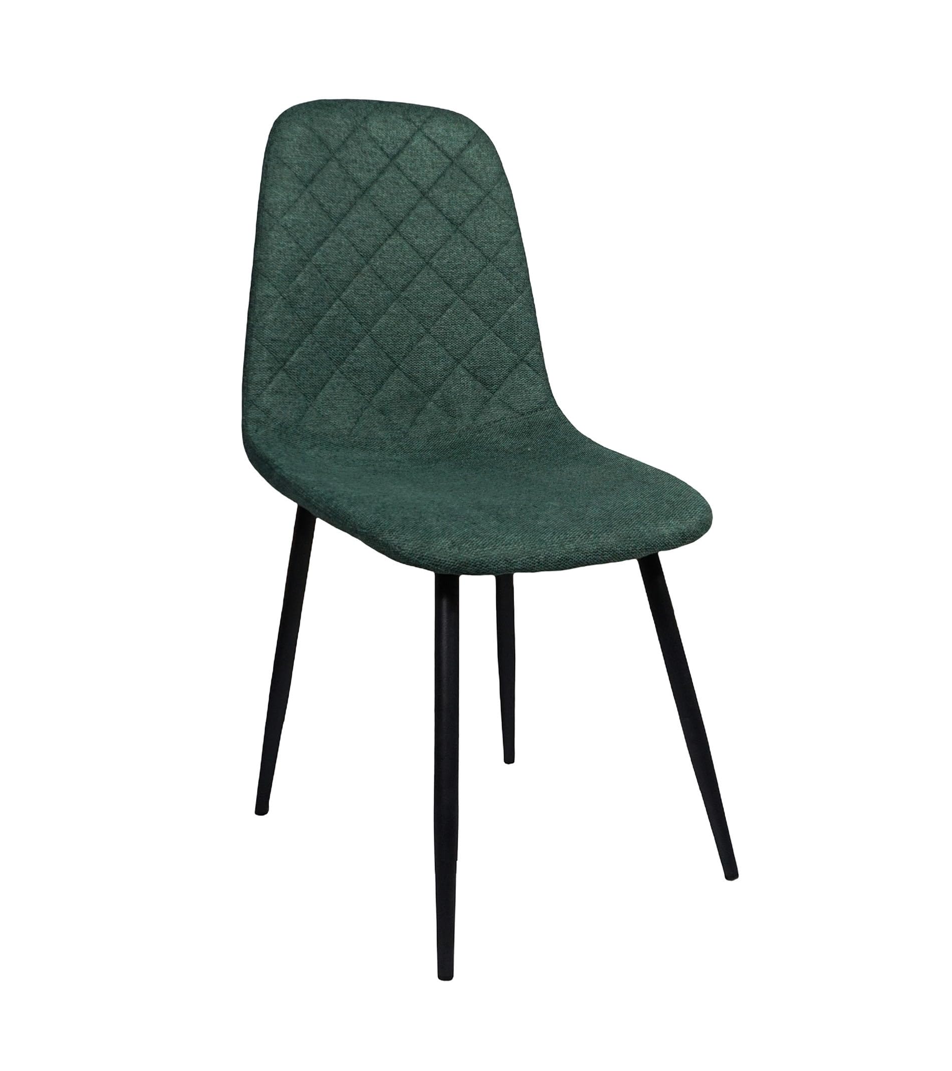 Home Heavenly®- Sillas Comedor salón SUIZ Pack de 4 sillas tapizadas de Estilo nordico en colór Verde Oscuro Patas metalicas colór Negro