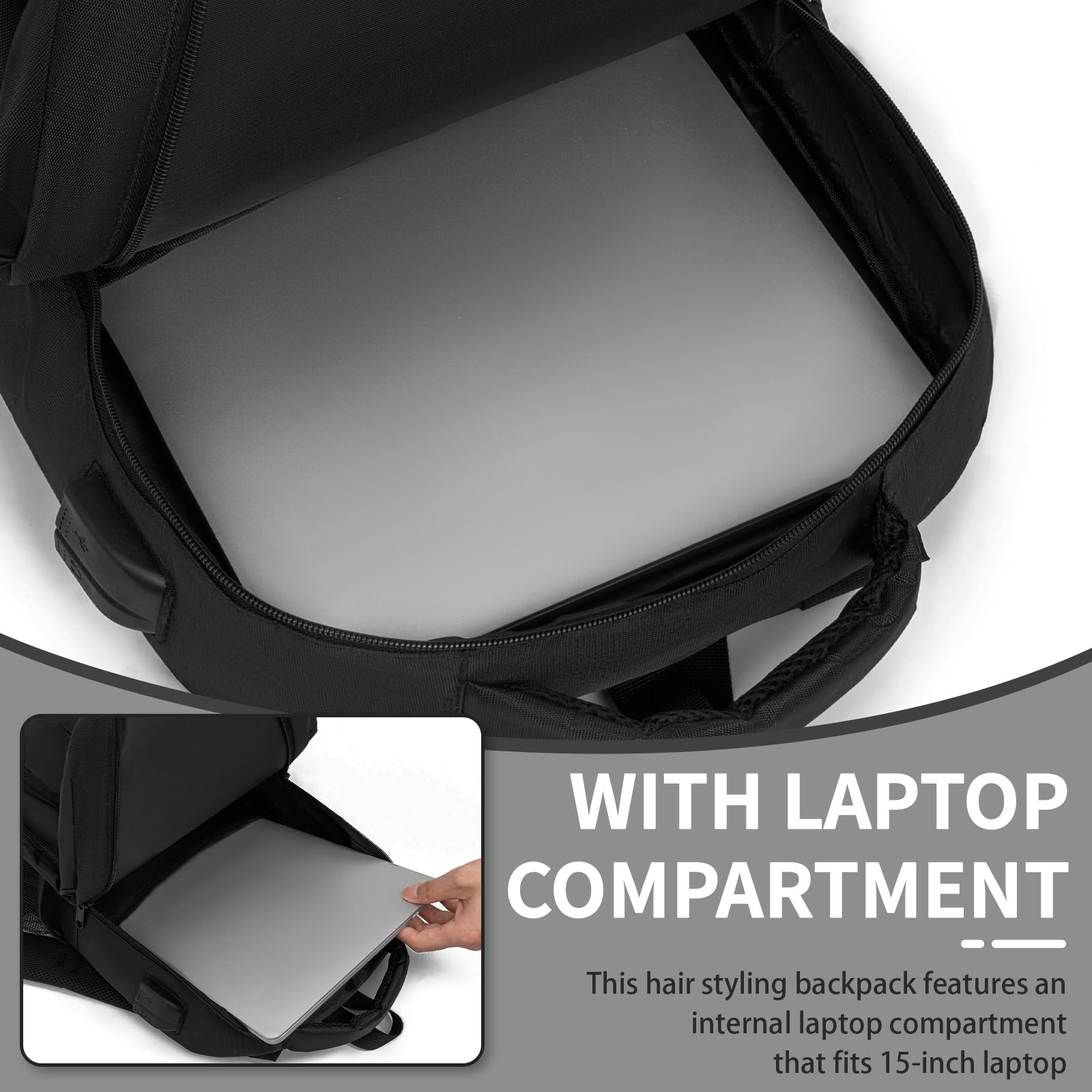 Barbiere Portautensili, Barbiere Stoccaggio Valigia, Clipper e Accessori Organizzatore, Parrucchiere Zaino Portatile per Barbiere, Borsa Barber, Nero