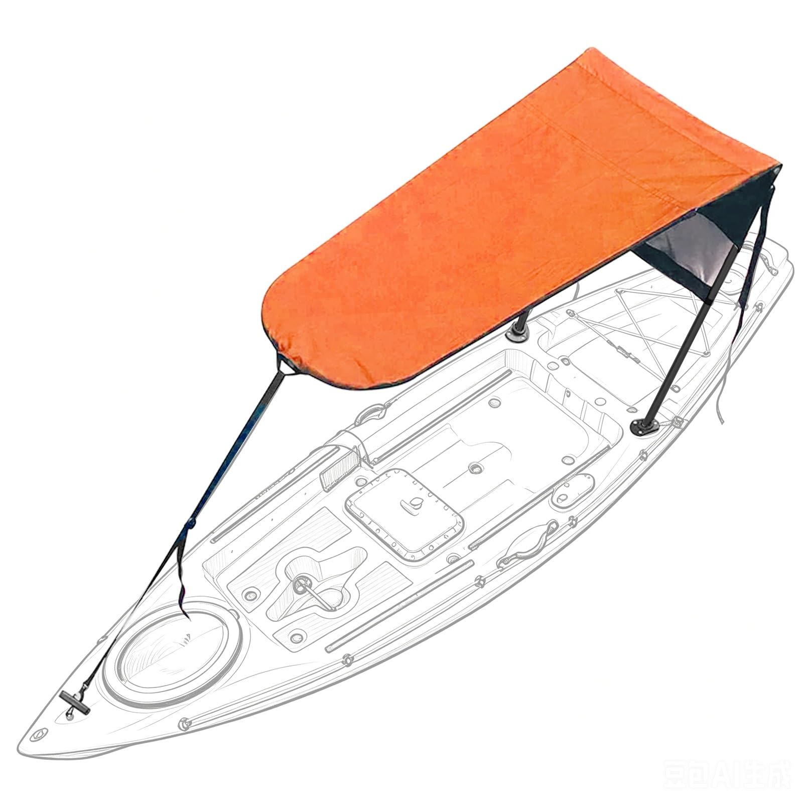 Tendalino per Barca, 600D Oxford Tendalino Barca Tendalino per Gommone, Tela, Telaio Alluminio, 160x85cm, per Gommone
