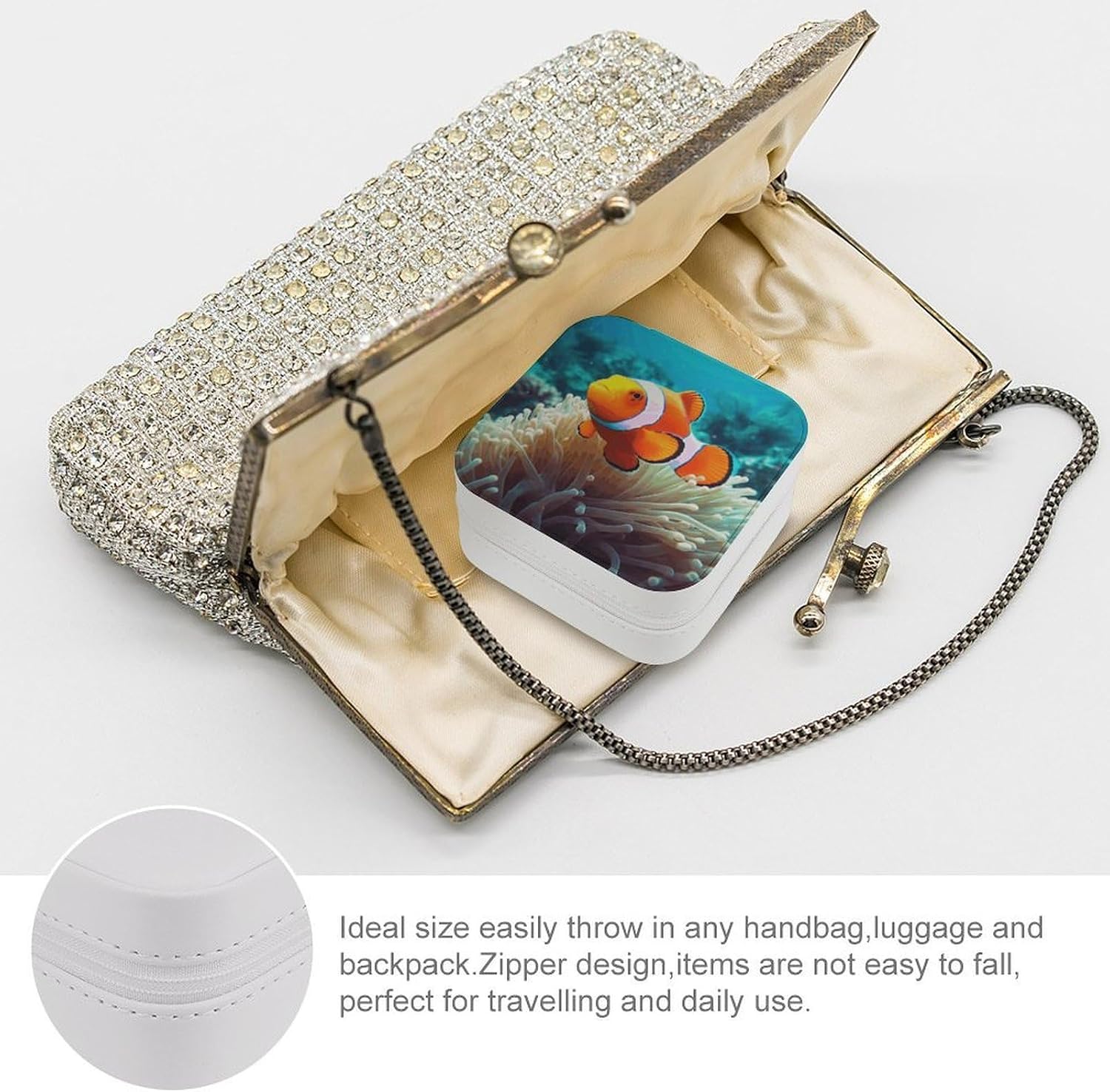 Small Travel Jewelry Case for Women Portable Compact Jewelry Organizer Box image 3
