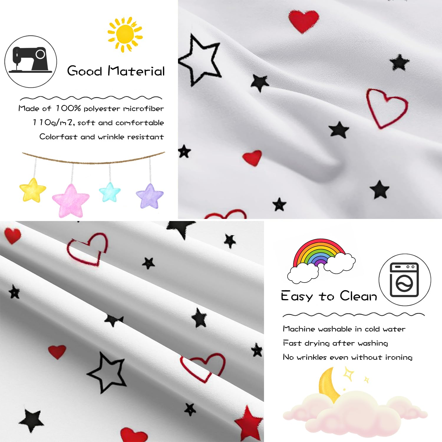 Parure De Lit Bébé Nuage Rose – Housse Couette 100x135 Cm + 2 Taies 40x60 Cm – Microfibre Douce, Thème Fille