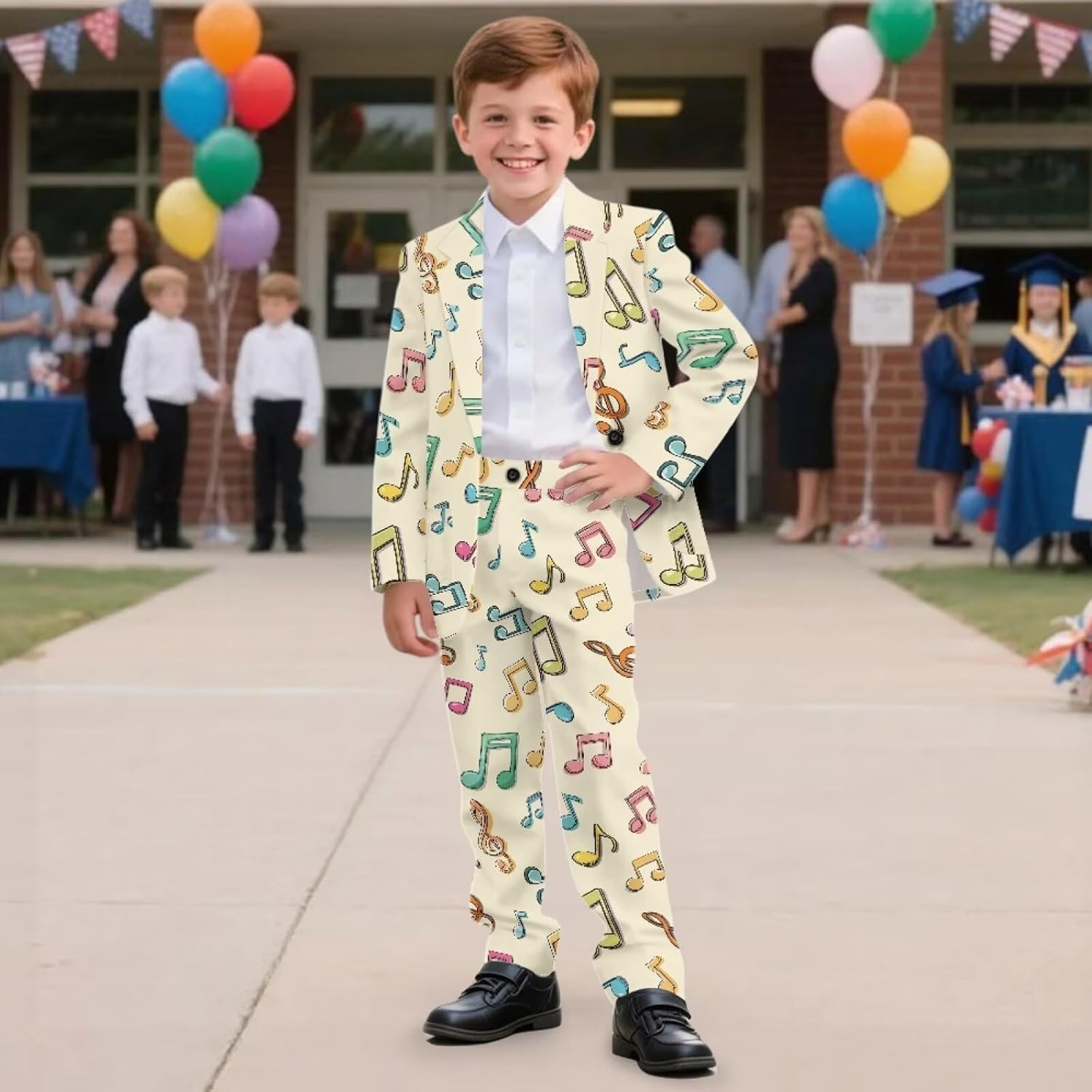 Boys Formal Suit Set, Breathable Button Down Blazer Jacket and Pant Comfy Slim Fit Tuxedo Suits Set Size 5-14 Years