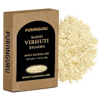 Kashi Vibhuti Powder | 50g/1.76 oz | Fragrant Holy Sacred Ash | Vibhooti Bhasma | Tripundra Tilak | Third Eye Ajna Chakra Forehead Tikka | Hindu Puja Ceremonial Mark | Diwali Pooja Samagri