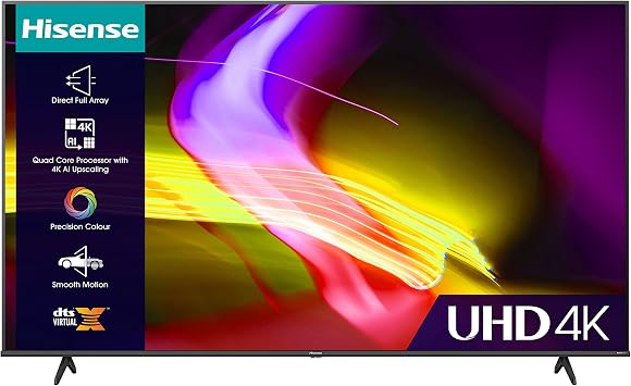 Hisense 43 Inch UHD VIDAA Smart TV 43E6KTUK - Dolby Vision, Pixel Tuning, Voice Remote, Share to TV, and Youtube, Freeview Play, Netflix and Disney 2023 Model, Operating System VIDAA [Energy Class G]