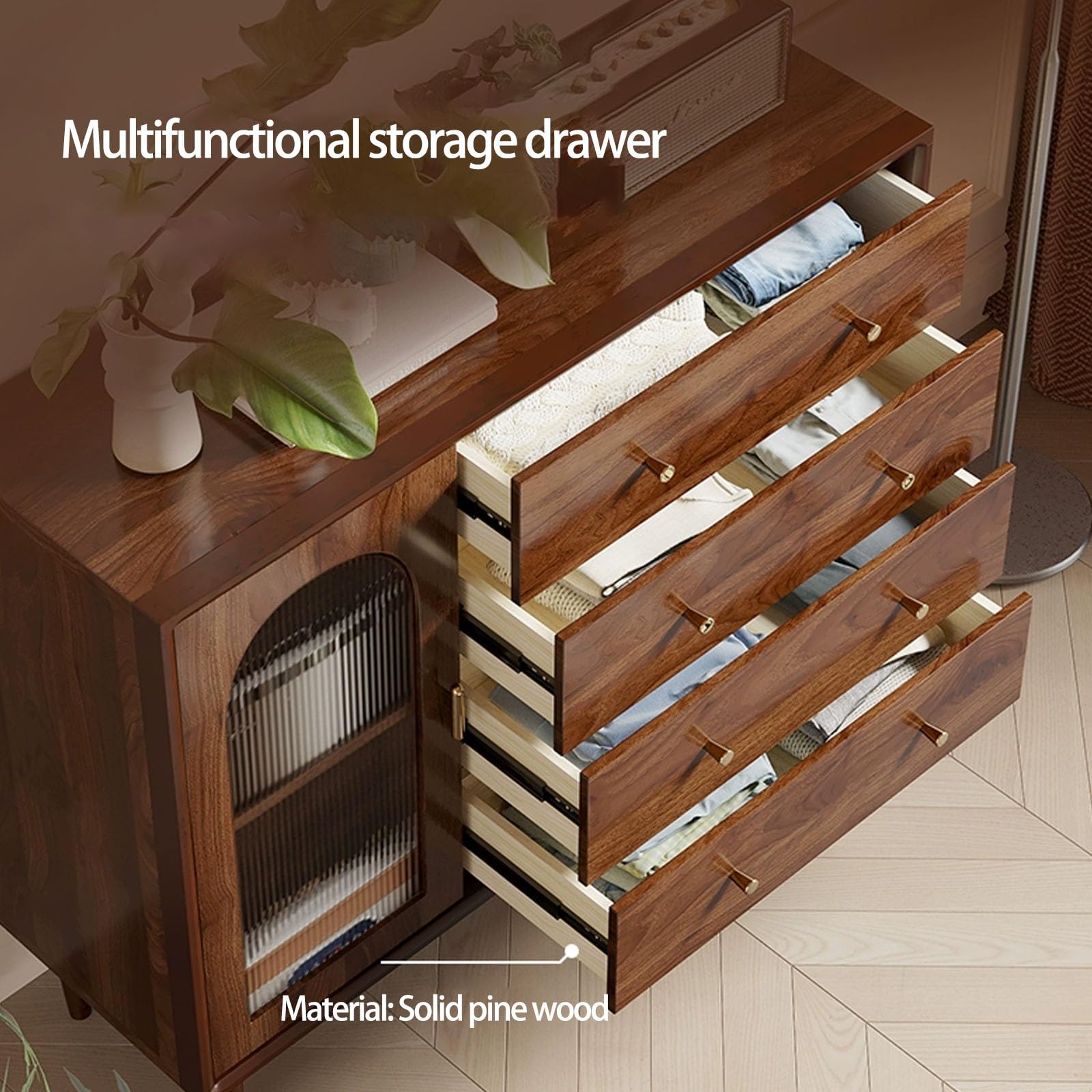 Elegante credenza da buffet con ripiani regolabili e ante in vetro, versatile credenza per sala da pranzo, cucina, ingresso, caffetteria (80 x 40 x 100 cm)