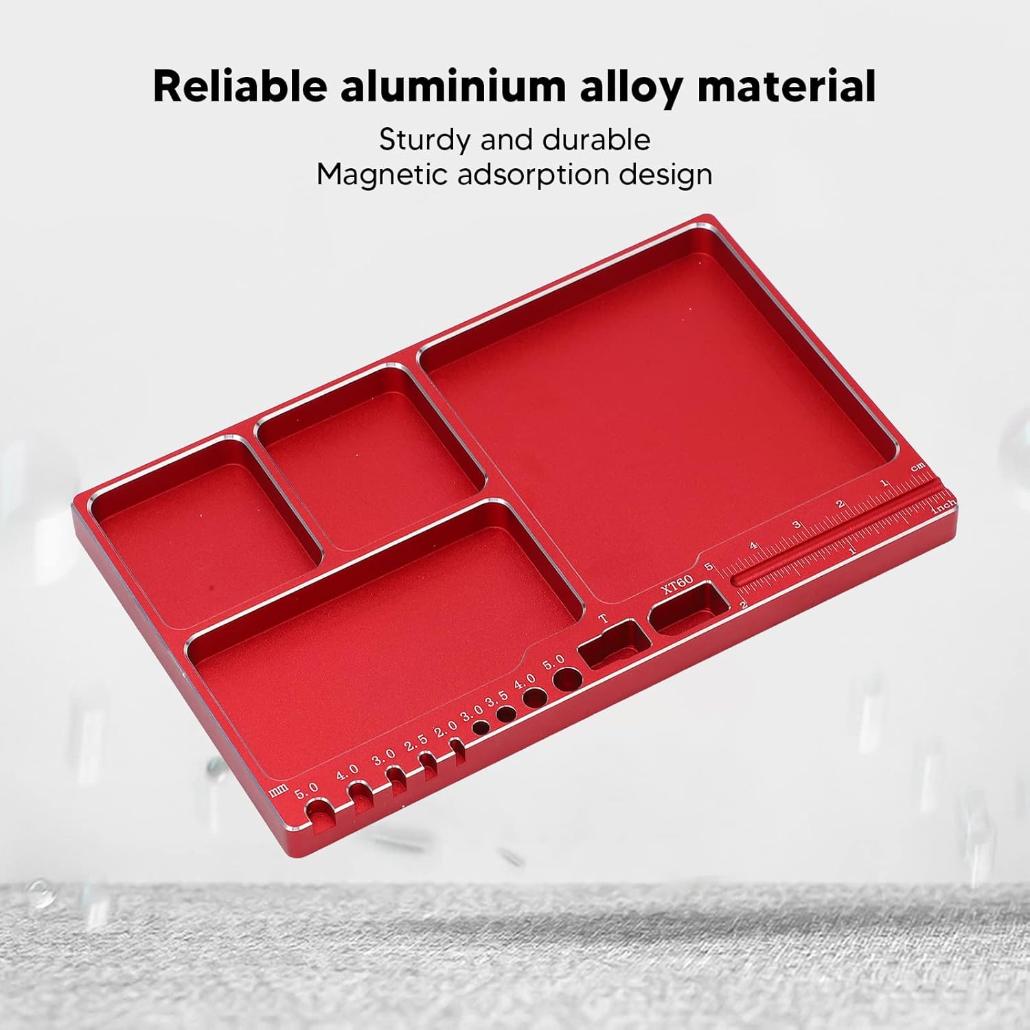 Dilwe RC Aluminium Alloy Magnetic Screw Tray with Pad for RC Model Toy Repair, Electronic Repair Kit Tool Organizer
