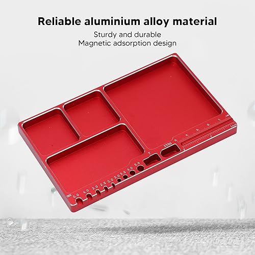 Miniatura 3 de Dilwe Bandeja de tornillo magnética de aleación de aluminio RC con almohadilla para reparación de juguetes modelo RC, kit de reparación electrónico