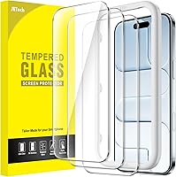 Vista 15 de JETech - Protector de pantalla para iPhone 15 de 6.1 pulgadas, película de vidrio templado con herramienta de fácil instalación, compatible