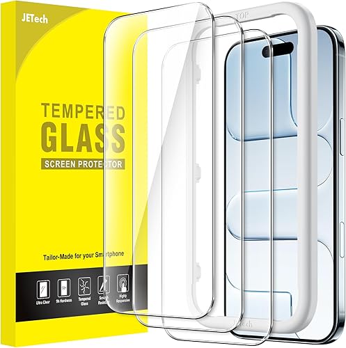 Miniatura 15 de JETech - Protector de pantalla para iPhone 16 de 6.1 pulgadas, película de vidrio templado con herramienta de fácil instalación, compatible con