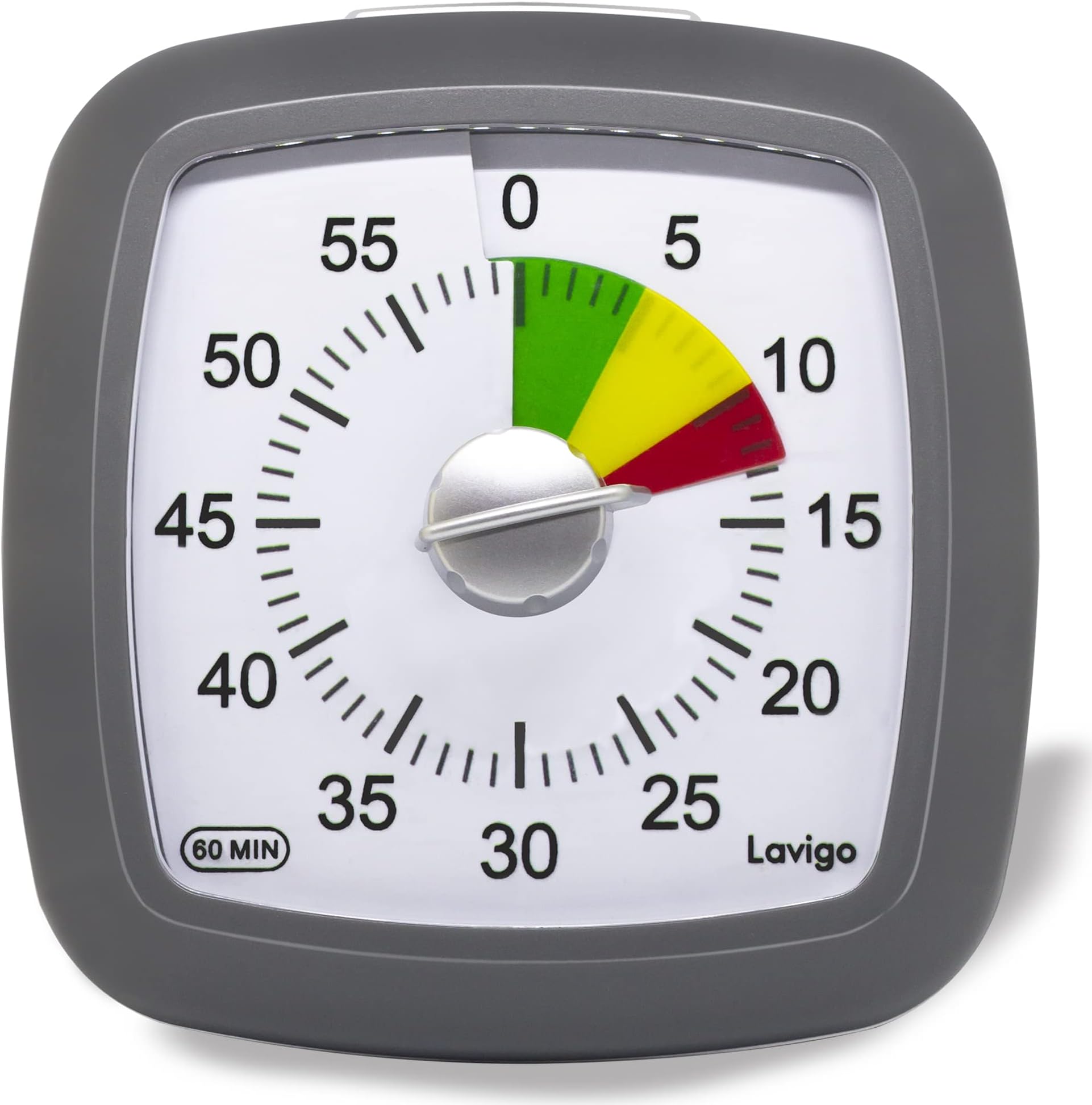 Lavigo 60 Minute Countdown Visual Timer for Adults Kitchen Cooking Kids Study Reading Classroom Teaching and Office, Three Colors Scale Designed, Quietly Count Time Management Tool(Gray)