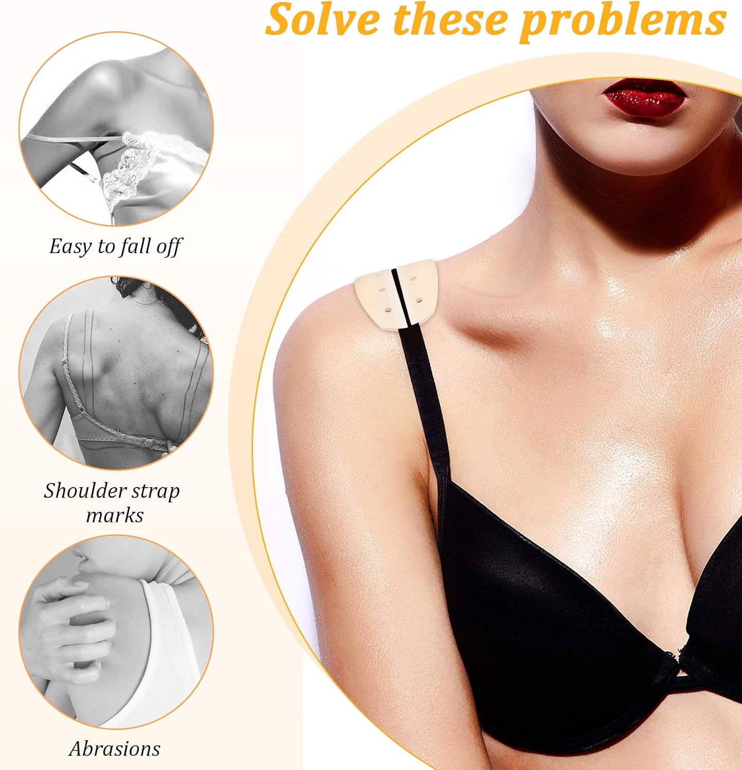 12 Pcs Silicone Bra Strap Cushions, Anti-Slip Shoulder Pads for Women, Soft Gel Bra Strap Holders to Prevent Slipping, Ease Shoulder Pain, Reusable Protectors for Wide, Thin Straps(Universal Fit)