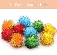 Vista 2 de LASOCUHOO Cat Toys, 30 Packs Interactive Cat Toy Pack Including Cat Crinkle Balls, Cat Sparkle Balls, Spiral Springs for Kitten