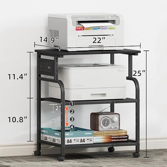 YAOHUOO Printer Stand with Power Outlet