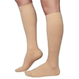 MGANG® 20-30 mmHg Compression Socks, Knee High Compression Stocking for Men and Women, Closed Toe, for Varicose Veins, DVT, Swelling, Edema, Shin Splints, Beige Medium