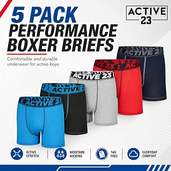 Boys Boxer Briefs - Pack of 4, 5 or 6 - Comfortable and Durable Underwear