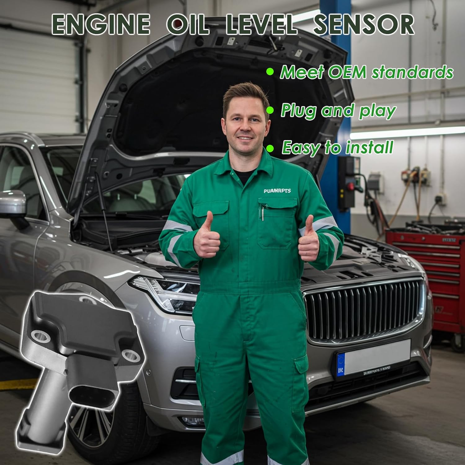 Engine Oil Level Sensor Compatible with Volvo Vehicles - 2004-2012 S40, 2001-2016 S60, 2009-2016 XC60/XC70, 2003-2014 XC90 - Replace# 30774625