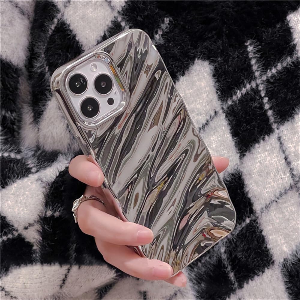 Amazon.co.jp: 3D シルバーシルクパターン電話ケース iphone 15