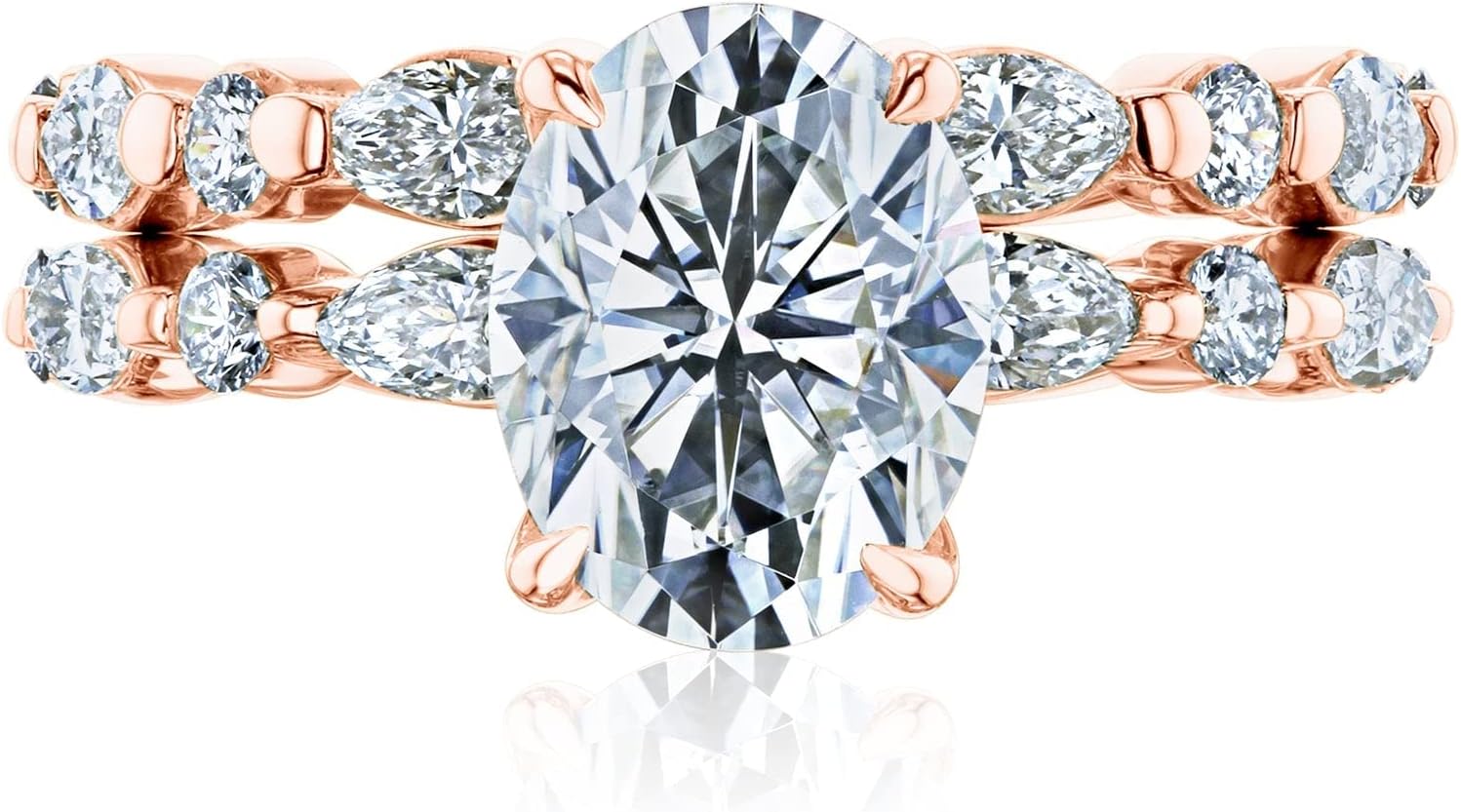 Kobelli Moissanite Oval Cut Oliver Bridal Set in 14k Gold (DEF/VS)
