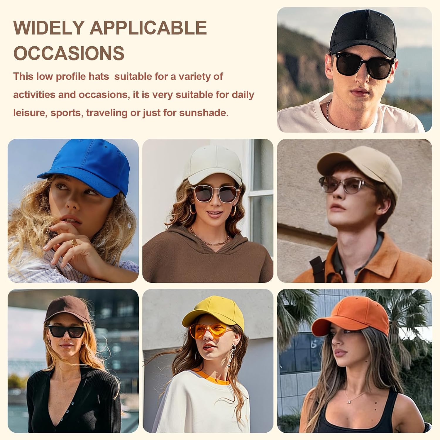 Baseball Cap Cotton Baseball Hat for Men & Women, Adjustable Low Profile Unisex Ball Cap, Vintage Hat for Daily Use
