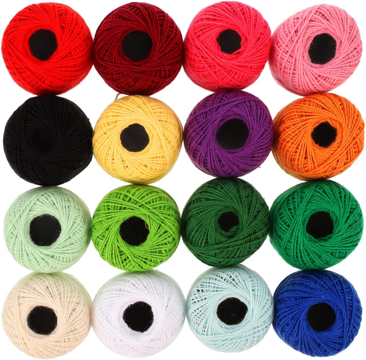 Angoily 16 Rolls Colorful Embroidery Thread Kit Rainbow Crochet Cotton DIY Sewing Thread for Hand Embroidery, Cross Stitch & Crafting and Machine Sewing 45m/PCS
