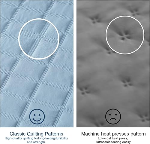 Miniatura 5 de KASENTEX - Juego de edredón lavable a máquina, cubrecama muy suave, ligero, lavado a la piedra, con costuras detalladas, unicolor, Queen de gran