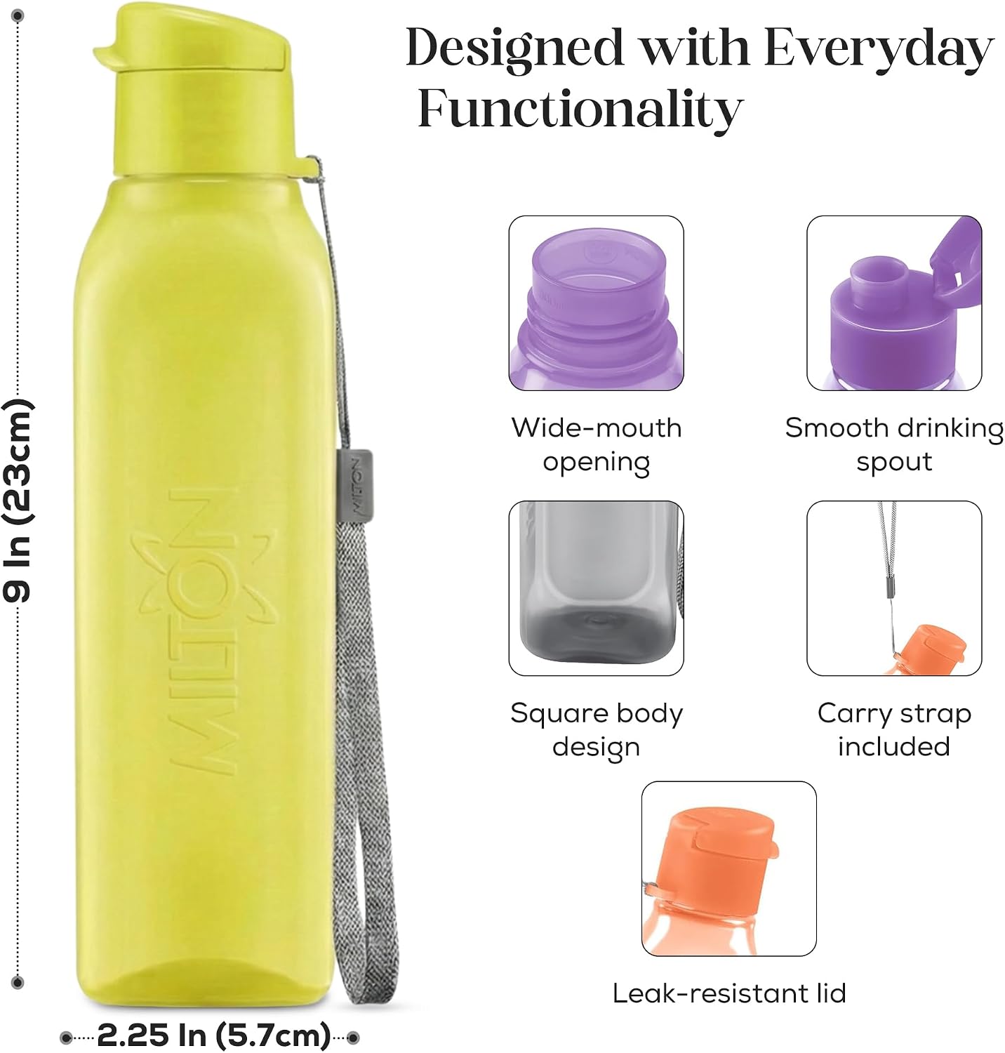 Bulk Water Bottles Set of 4 –17oz Multicolor Sports Bottles for Kids and Adults – Leak Proof Water Bottles with Carry Strap – Square Reusable Bottles for Juice, Drinks – BPA-Free Dishwasher-Safe image 4