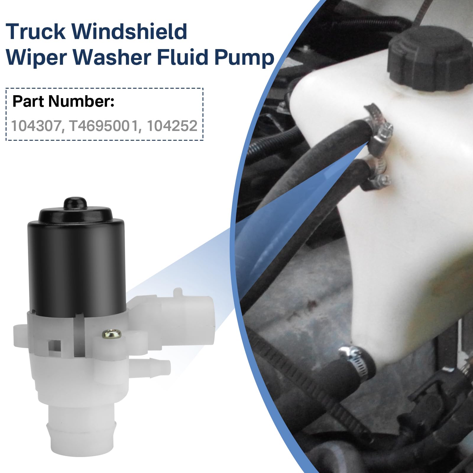 IWIWE 104307 Windshield Washer Pump For Peterbilt & Kenworth Trucks - Replacement Fluid Pump
