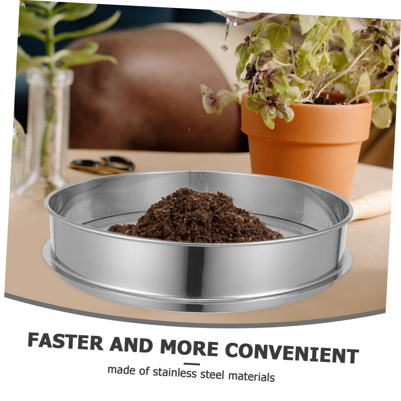 PartyKindom Setaccio in acciaio inox per giardinaggio, strumento multiuso setaccio a terra rotondo, 40 cm, per compost e pavimento e solido