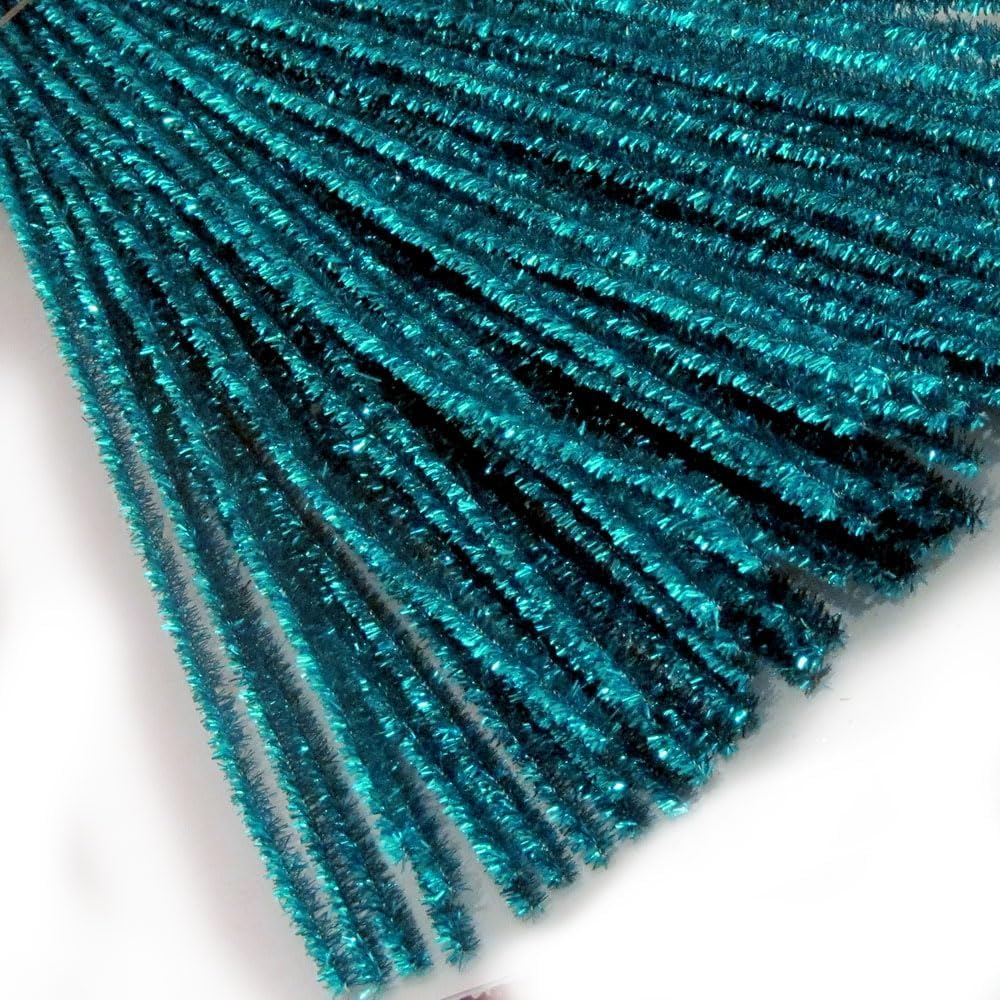 The Crafts Outlet Chenille Sparkly Stems, Pipe Cleaner, 12-in (30-cm), 250-pc, Ocean Blue