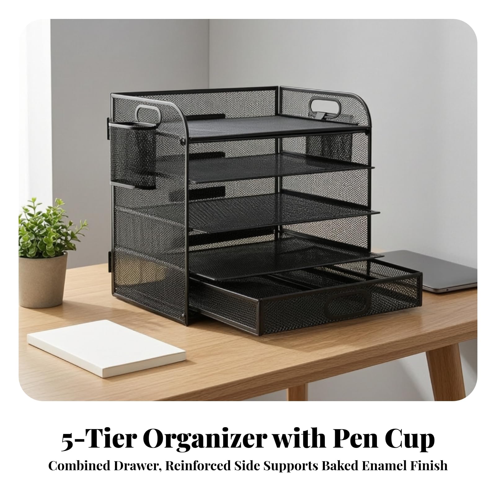 Clasificador Papel Escritorio | Ligero, Organizador papeles Plegable con, Multiusos, Organizador Escritorio Malla con Asa, para Estudio