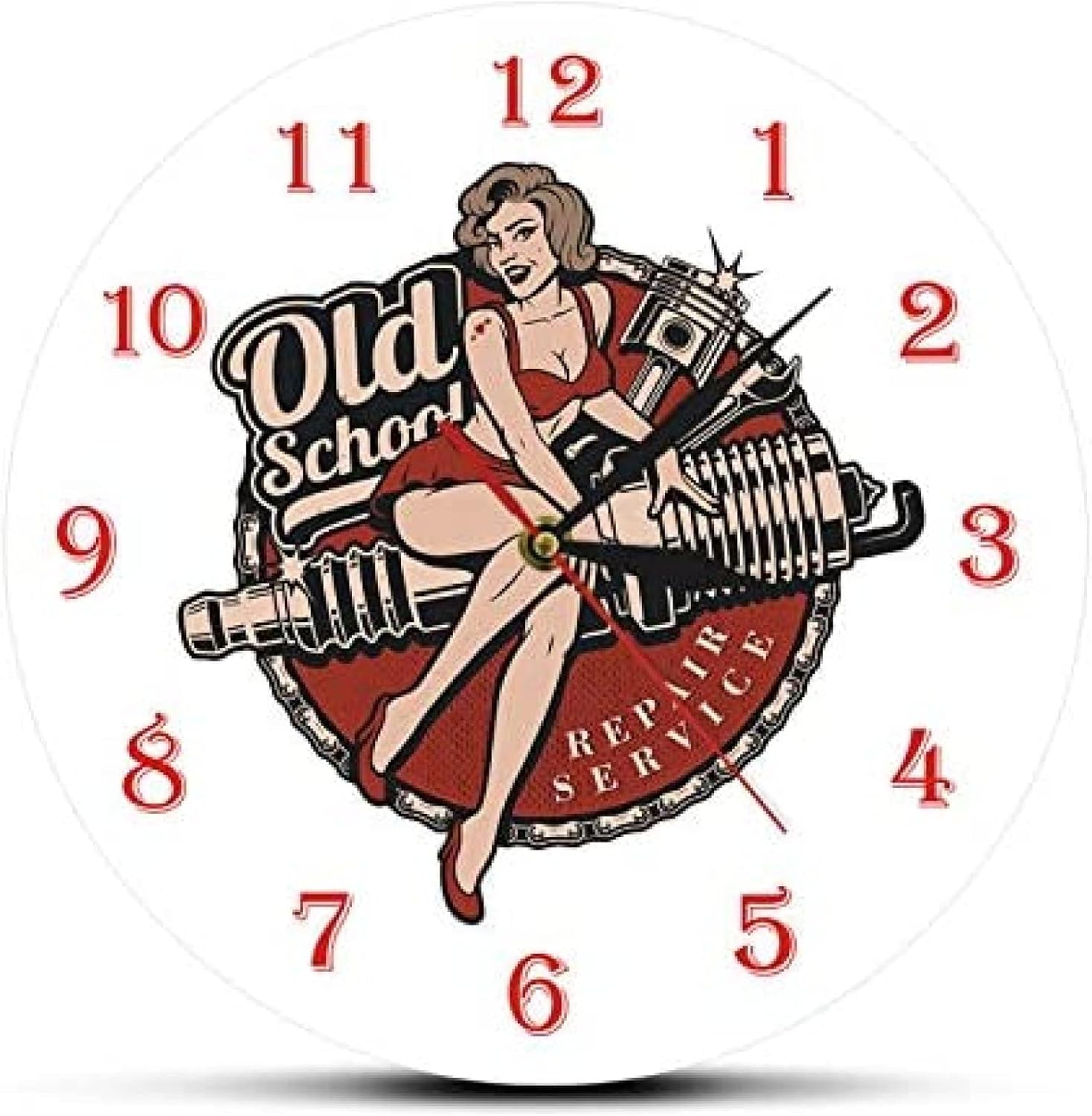 Wall Clock Garage Personalized Retro Old School Car Repair