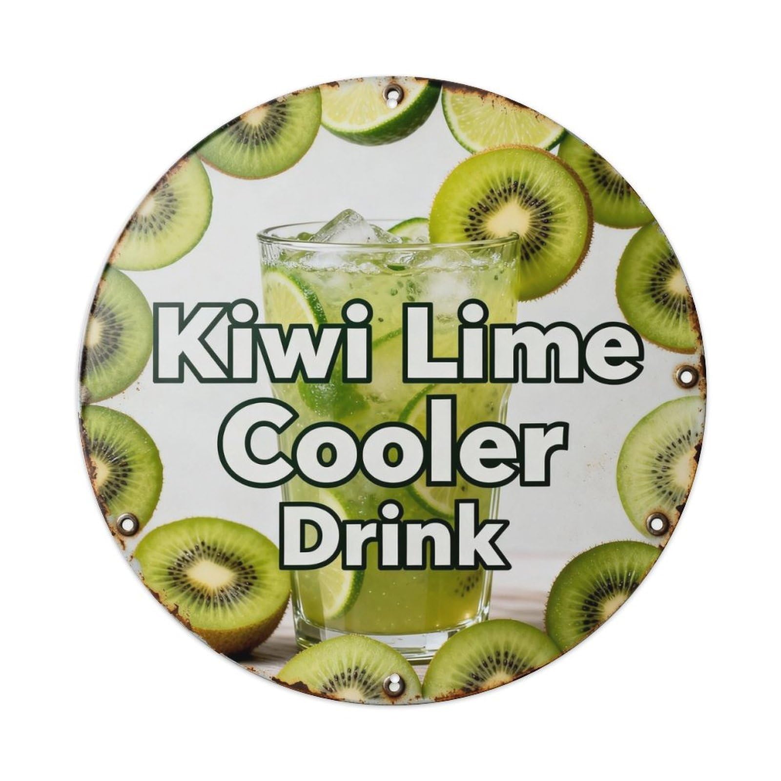 Kiwi Lime Cooler Drink Metal Tin Sign Plaque