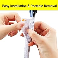 Vista 6 de 25 pies – 3/8 pulgada Protector de cable de malla abierta de tubo de trenzado de alambre dividido blanco – Protector de cable para mascotas