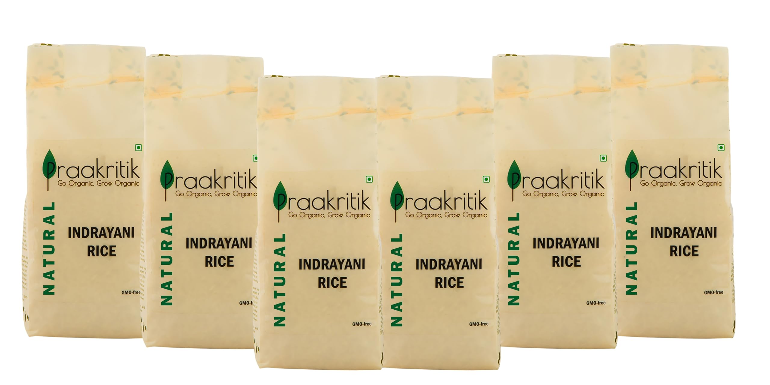 Praakritik Natural Indrayani Rice 3 KG, Sticky RIce, 100% unpolished Indrayani Rice, Traditional Rich & Aromatic, Medium Sized Grain, 500G (Pack of 6)