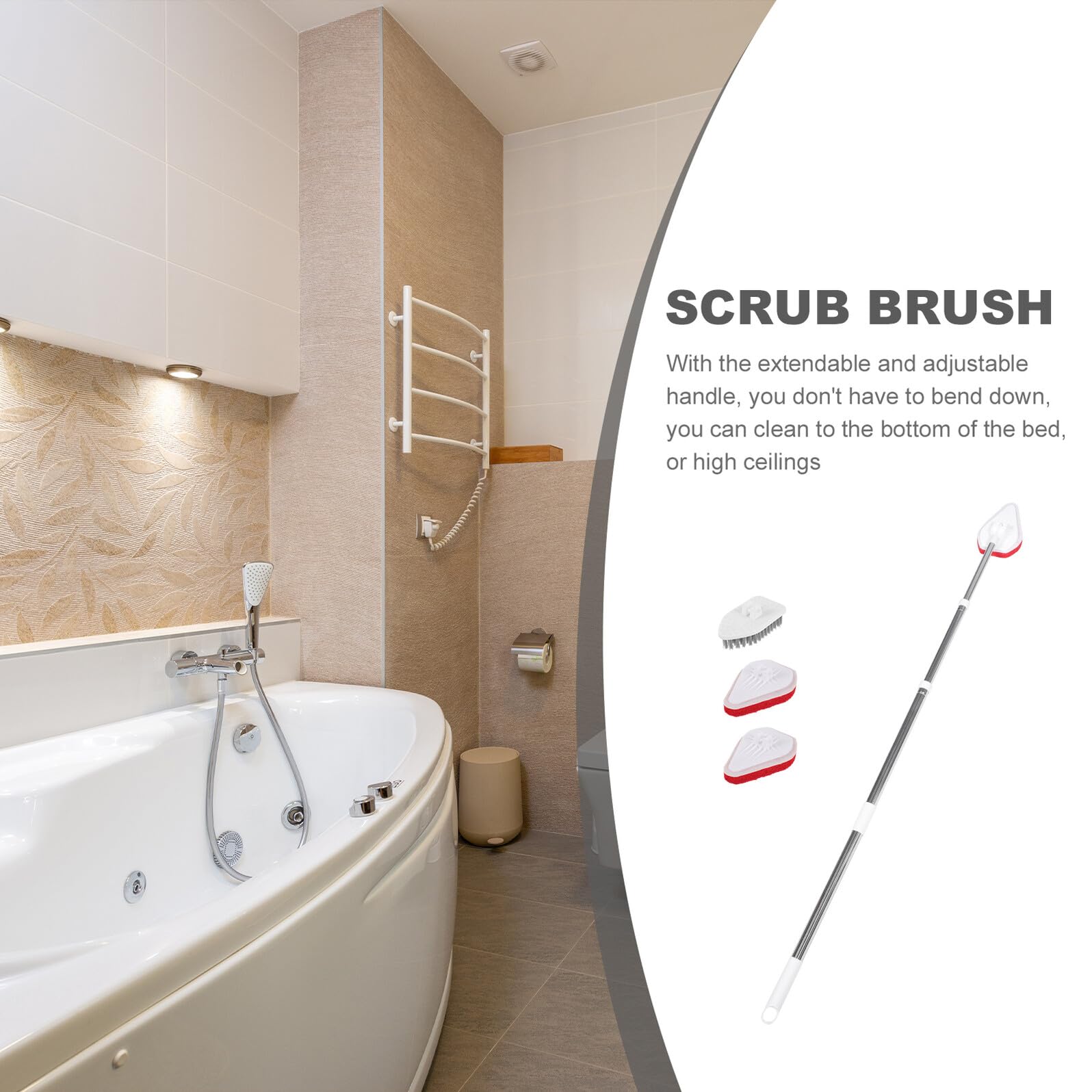 Cabilock Cepillo Fregador de Suelos Cepillo Multifuncional con Mango Extensible de Acero Inoxidable y Pp para Limpiar Azulejos y Paredes para Patios y Bañeras